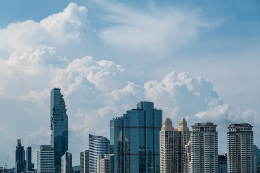 Cityscape Bangkok, Thailand, with Skyscrapers and Clouds photo