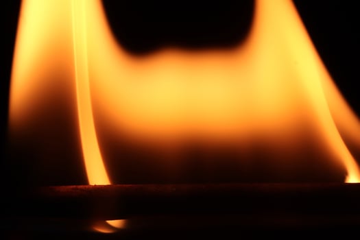 Danger blazing flame. Burning flames background. Blaze fire texture. Glowing dangerous burl light backdrop. photo