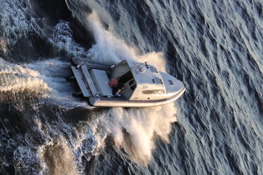 The boat crosses the waters of the Gulf of Finland photo