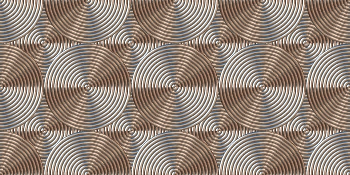 Chrome art deco seamless texture. Vintage silver rings background. Metal circles pattern. photo