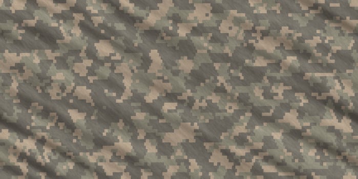 Weathered Green Army Camouflage Background. Military Camo Clothing Texture. Seamless Combat Uniform. photo