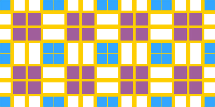 Blue Yellow Dark Purple Cell Checks Background. Seamless Checkered Picnic Tablecloth Texture. Classic Plaid Geometric Checks. photo