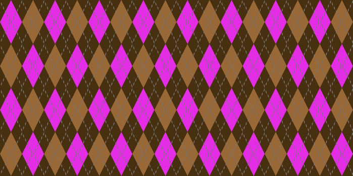 Lilac Brown Seamless Argyle Pattern. Retro Fabric Background. Traditional Rhombus Diamond Textile Texture. photo
