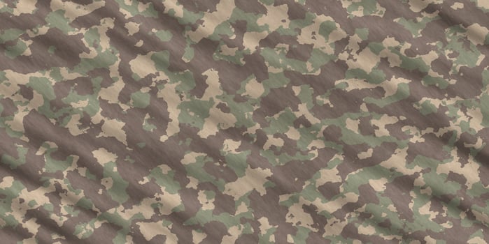 Weathered Green Army Camouflage Background. Military Camo Clothing Texture. Seamless Combat Uniform. photo