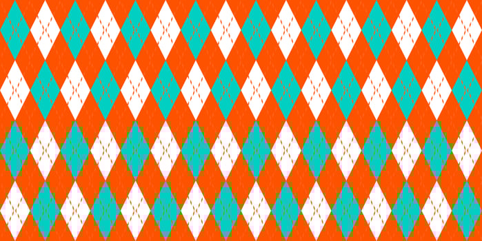 Seamless Argyle Pattern. Retro Fabric Background. Orange Turquoise White photo
