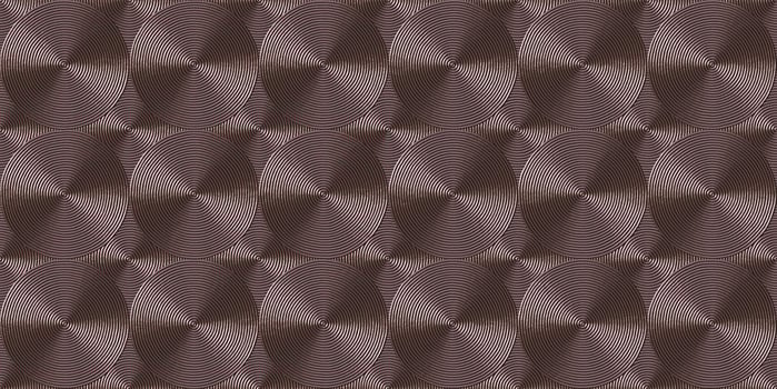 Copper art deco seamless texture. Vintage rings background. Metal circles pattern. photo