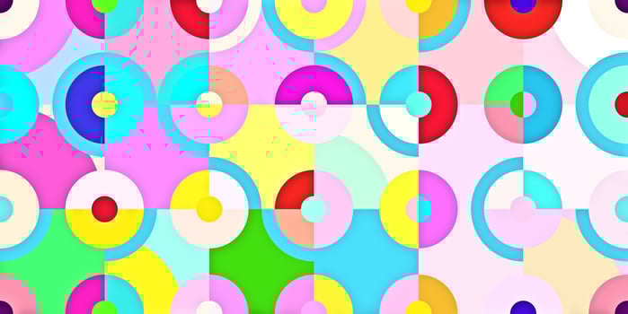 Circle Quarters Backgrounds. Seamless Bright Angles Textures. Abstract Colored Curves Patterns. photo