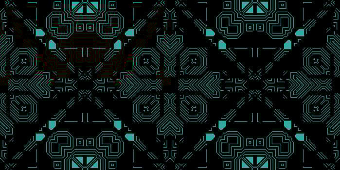 Dark Green Seamless Techno Lines Pattern. Futuristic Geometry Background. Laser Technical Design Texture. photo