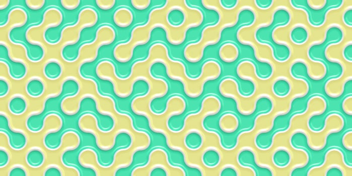 Yellow Deep Sea Green Seamless Truchet Tilling Background. Geometric Mosaic Connections Texture. Tile Circles Labyrinth Backdrop. photo