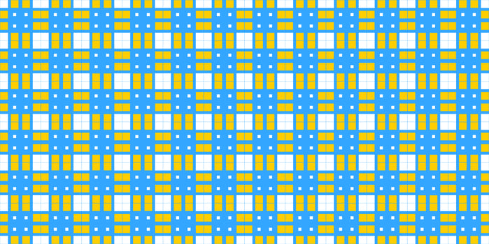 Blue Yellow Cell Checks Background. Seamless Checkered Picnic Tablecloth Texture. Classic Plaid Geometric Checks. photo