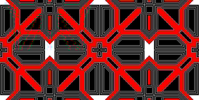 Red Black Seamless Techno Lines Pattern. Futuristic Geometry Background. Laser Technical Design Texture. photo