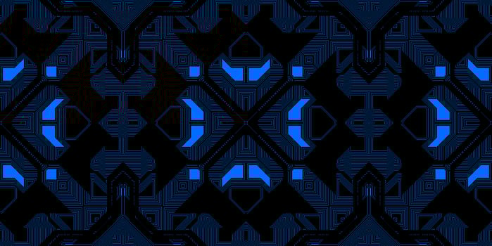 Dark Blue Neon Seamless Techno Lines Pattern. Futuristic Geometry Background. Laser Technical Design Texture. photo