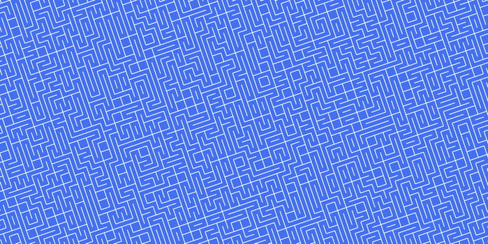 Blue White Seamless Outline Labyrinth Background. Maze Path Puzzle Concept. Difficulty Logical Mind Creativity Abstraction. photo