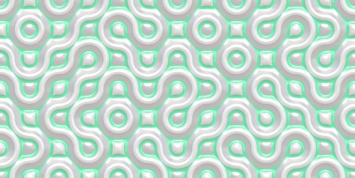 Light Green Grey Seamless Truchet Tilling Background. Geometric Mosaic Connections Texture. Tile Circles Labyrinth Backdrop. photo