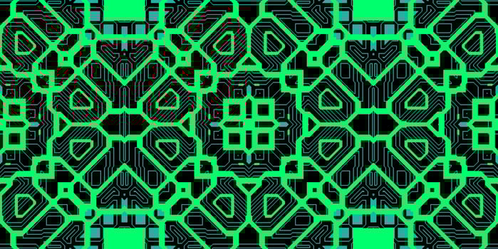 Green Blue Seamless Techno Lines Pattern. Futuristic Geometry Background. Laser Technical Design Texture. photo