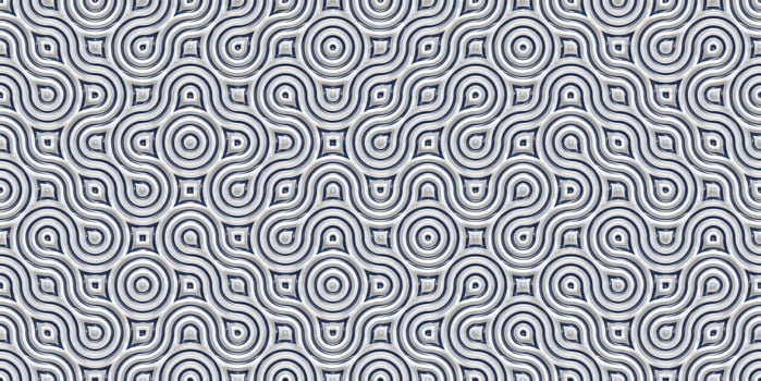 Silver Seamless Truchet Tilling Background. Geometric Mosaic Connections Texture. Tile Circles Labyrinth Backdrop. photo