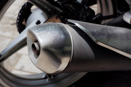 details of motor vehicle exhausts that often cause smoke and pollution photo