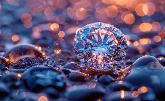 Large diamond lies on pile of small diamonds. A woman's best friend are diamonds photo