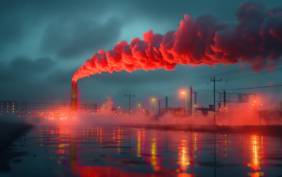 Industrial landscape with heavy pollution produced by industrial plant photo