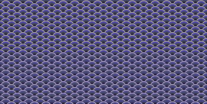Purple Lilac Oriental Asia Ornament Texture. National China Backdrop. Seamless Seigaiha Pattern. Traditional Japan Background. photo