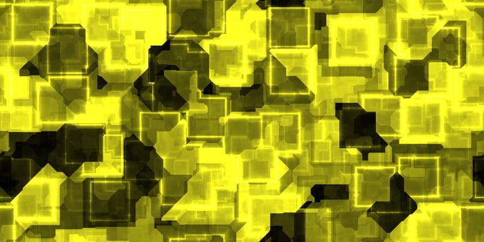 Yellow seamless Cyber Glow Neon Squares Pattern Background Texture. photo