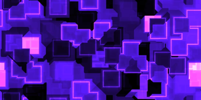 Purple seamless Cyber Glow Neon Squares Pattern Background Texture. photo