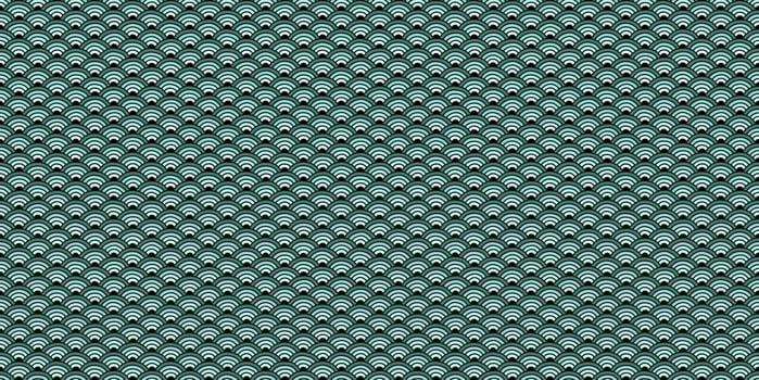 Dark Turquoise Oriental Asia Ornament Texture. National China Backdrop. Seamless Seigaiha Pattern. Traditional Japan Background. photo