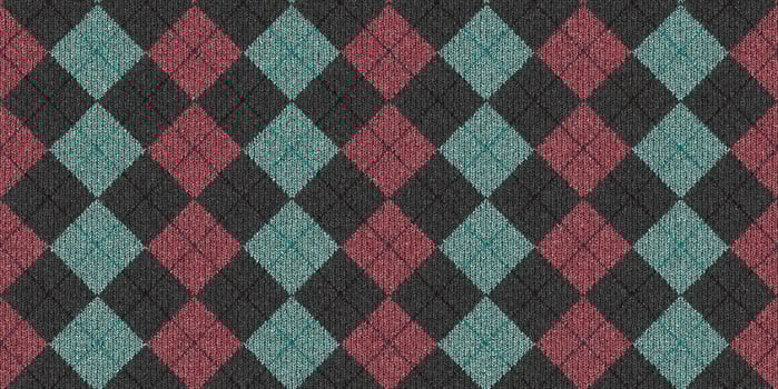 Blue Pink Gray Checkered Knitted Weaving Background. Wool Knitwear Cotton Texture. Fabric Material Cloth Backdrop. photo
