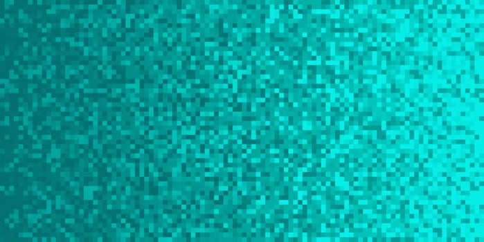 Deep Sea Blue Turquoise Pixilated Gradient Background. Mosaic Pixel Art Texture. Horizontal Pixel Gradient Backdrop. photo