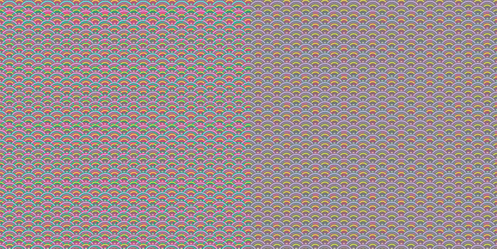 Red Yellow Blue Seamless Seigaiha Pattern. Traditional Japan Background. Oriental Asia Ornament Texture. National China Backdrop. photo
