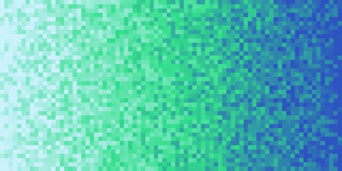 Deep Sea Green Blue Seamless Pixilated Gradient Background. Mosaic Pixel Art Texture. Horizontal Pixel Gradient Backdrop. photo
