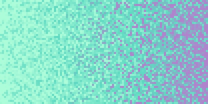 Sky Blue Purple Pixilated Gradient Background. Mosaic Pixel Art Texture. Horizontal Pixel Gradient Backdrop. photo