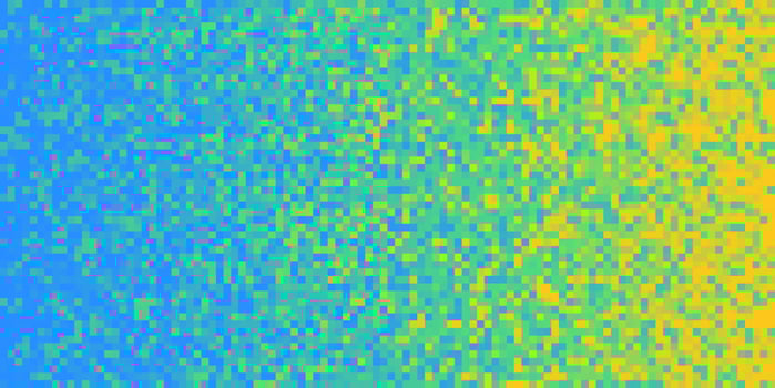 Blue Lime Yellow Seamless Pixilated Gradient Background. Mosaic Pixel Art Texture. Horizontal Pixel Gradient Backdrop. photo