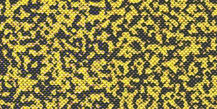 Yellow black reptile skin background. Reptilian scale pattern. Snakeskin surface. Dangerous wildlife backdrop. Snake leather seamless textures. photo