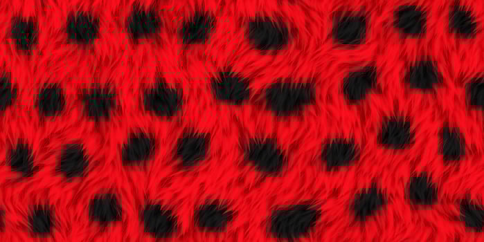 Spotted red black wool texture. Fur background. Warm surface. Hairy pattern. Furry backdrop. Wild animal design. Fuzzy fashion creative. photo
