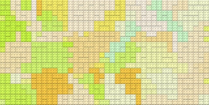Yellow orange white happy creative child puzzle surface design. Plastic building blocks background. Toy bricks texture. Colored plastic pieces backdrop. Colorful brick block toys pattern. Like Lego. photo