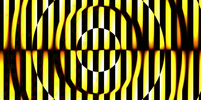 Yellow black striped circles spotlight glass art texture. Projector lens background creative. Searchlight screen optical. Lamp flare glow. Fresnel lens pattern. photo