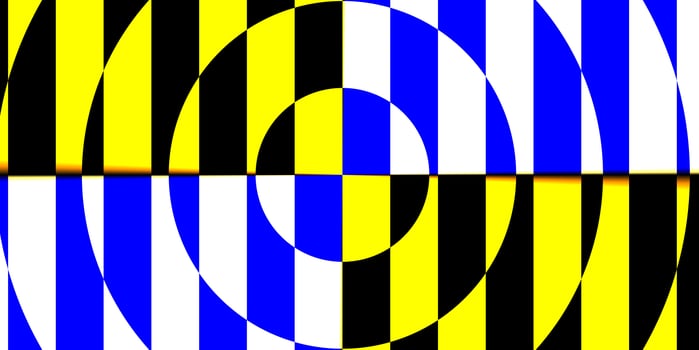 Yellow blue projector lens background creative. Searchlight striped circles screen optical. Lamp flare glow. Fresnel lens pattern. Spotlight glass art texture. photo