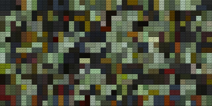 Brown grey black plastic building blocks background. Toy bricks texture. Colored plastic pieces backdrop. Colorful brick block toys pattern. Happy creative child puzzle surface design. Like Lego. photo