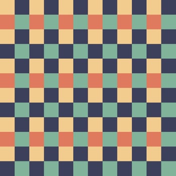Yellow Orange Green Black Seamless French Checkered Pattern. Colorful Fabric Check Pattern Background. Classic Checker Pattern Design Texture. photo