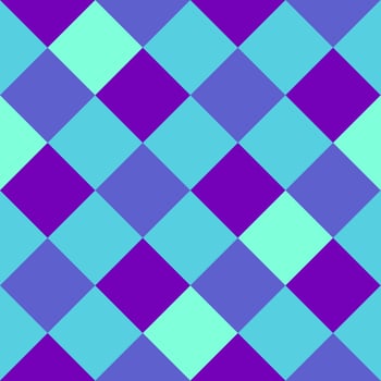 Purple Light Sky Blue Large Diagonal Seamless French Checkered Pattern. Inclined Big Colorful Fabric Check Pattern Background. 45 degrees Classic Checker Pattern Design Texture. photo