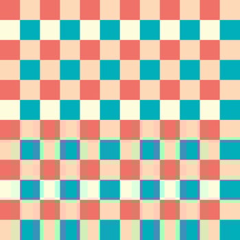 Red Beige Yellow Blue Seamless French Checkered Pattern. Colorful Fabric Check Pattern Background. Classic Checker Pattern Design Texture. photo