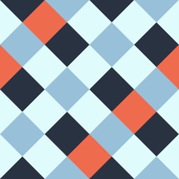 Black Orange Gray Blue Large Diagonal Seamless French Checkered Pattern. Inclined Big Colorful Fabric Check Pattern Background. 45 degrees Classic Checker Pattern Design Texture. photo