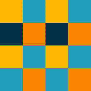 Yellow Orange Blue Black Large Seamless French Checkered Pattern. Big Colorful Fabric Check Pattern Background. Classic Checker Pattern Design Texture. photo