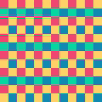 Pink Yellow Green Blue Seamless French Checkered Pattern. Colorful Fabric Check Pattern Background. Classic Checker Pattern Design Texture. photo