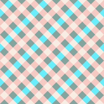 Pink Blue Gray Seamless Diagonal French Checkered Pattern. Inclined Colorful Fabric Check Pattern Background. 45 degrees Classic Checker Pattern Design Texture. photo