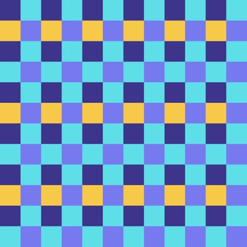 Purple Yellow Blue Lilac Seamless French Checkered Pattern. Colorful Fabric Check Pattern Background. Classic Checker Pattern Design Texture. photo