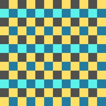 Yellow Gray Sky Blue Seamless French Checkered Pattern. Colorful Fabric Check Pattern Background. Classic Checker Pattern Design Texture. photo