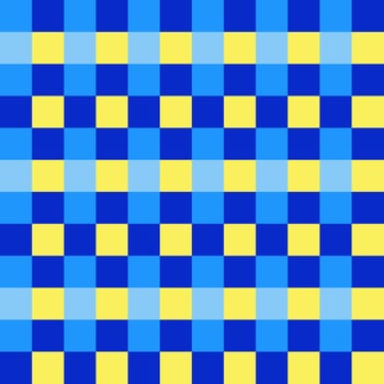 Blue Yellow Seamless French Checkered Pattern. Colorful Fabric Check Pattern Background. Classic Checker Pattern Design Texture. photo