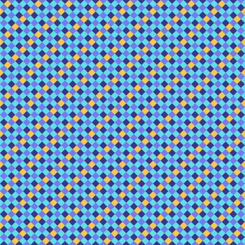Purple Yellow Blue Lilac Seamless Small Diagonal French Checkered Pattern. Little Inclined Colorful Fabric Check Pattern Background. 45 degrees Classic Checker Pattern Design Texture. photo